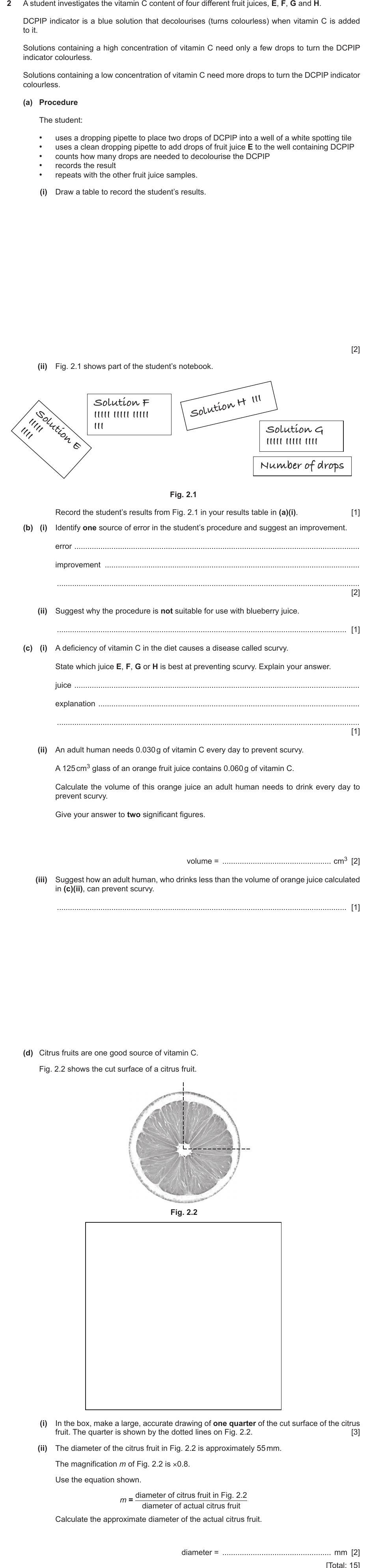 IGCSE 0654 March 2023 Paper 62 Question 2 — Balanced diet