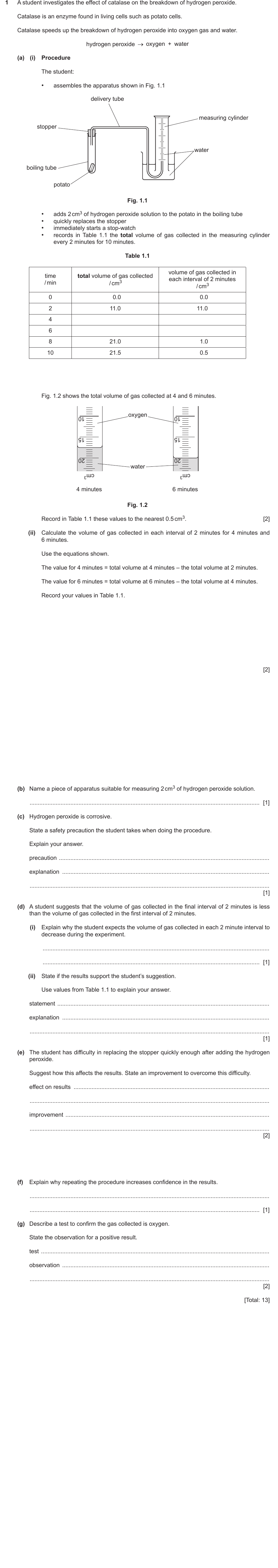 IGCSE 0654 March 2024 Paper 62 Question 1 — Physical quantities & measurement