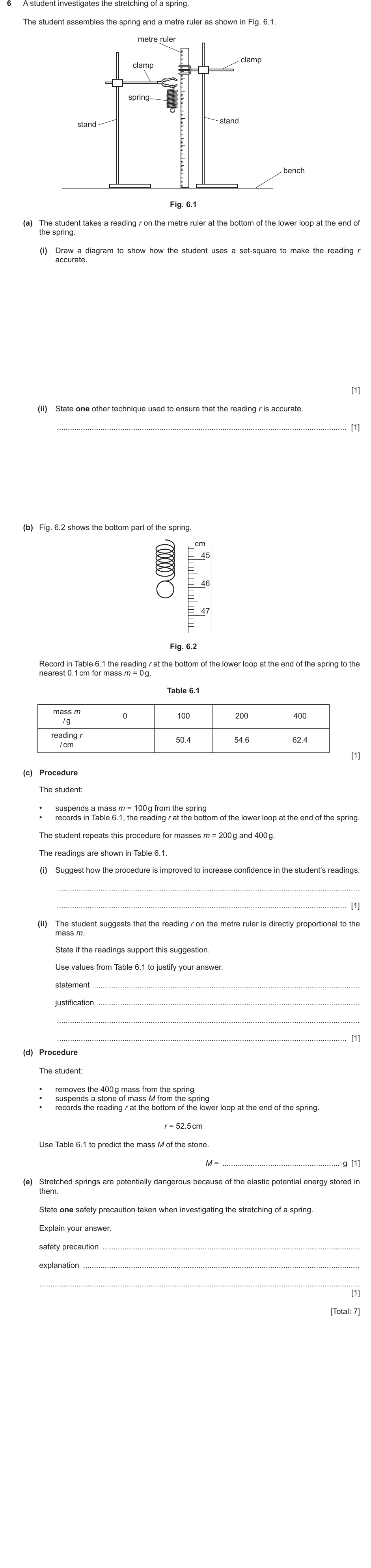 IGCSE 0654 March 2024 Paper 62 Question 6 — Energy stores & transfers