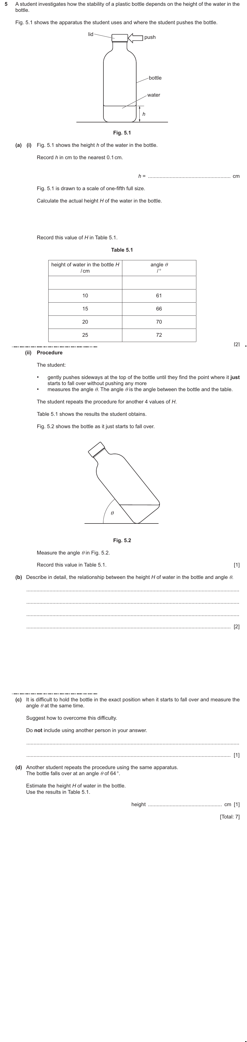 IGCSE 0654 March 2025 Paper 62 Question 5 — Physical quantities & measurement