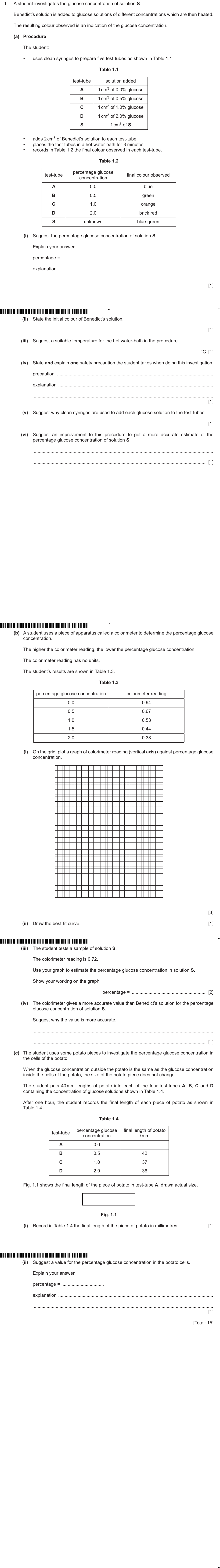 IGCSE 0654 May/June 2024 Paper 62 Question 1 — Food tests