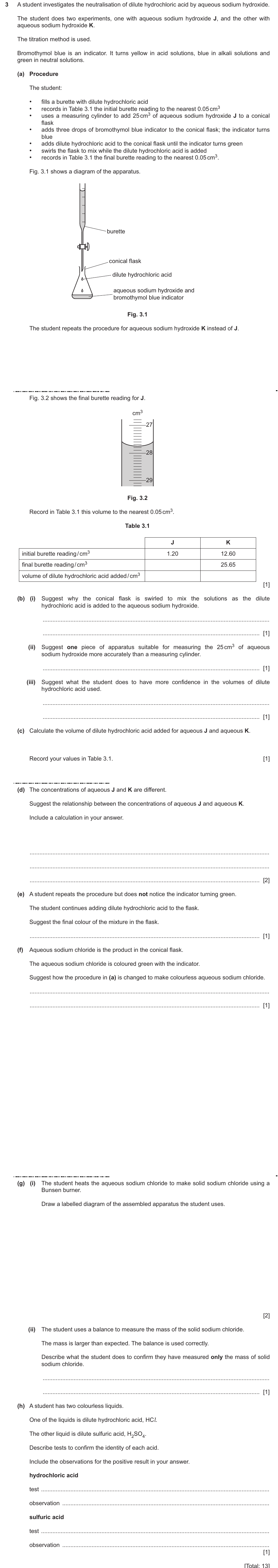 IGCSE 0654 May/June 2025 Paper 61 Question 3 — Acids, bases & pH