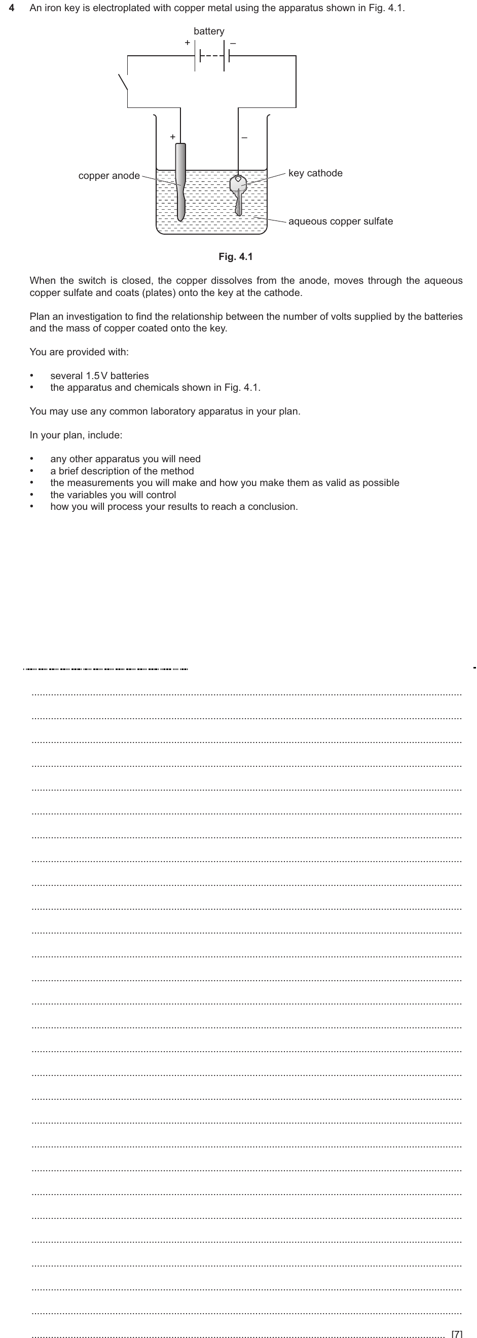 IGCSE 0654 May/June 2025 Paper 61 Question 4 — Electrolysis