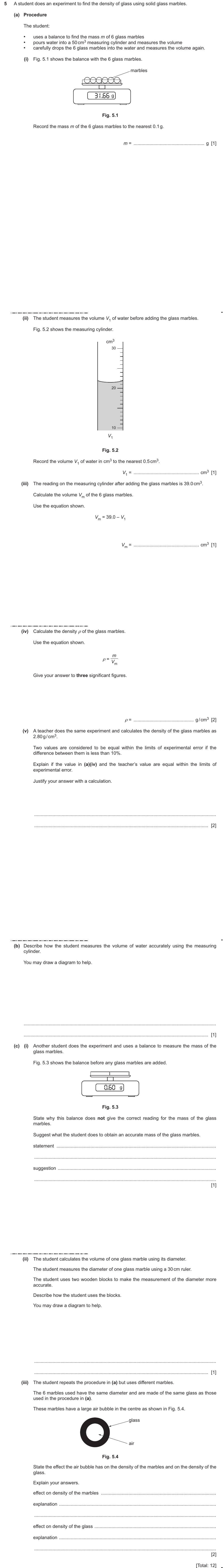 IGCSE 0654 May/June 2025 Paper 61 Question 5 — Physical quantities & measurement