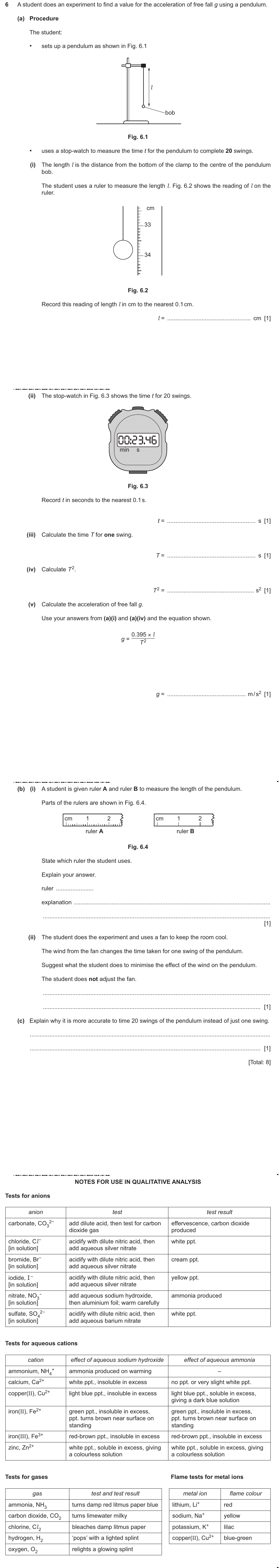 IGCSE 0654 May/June 2025 Paper 61 Question 6 — Acids, bases & pH