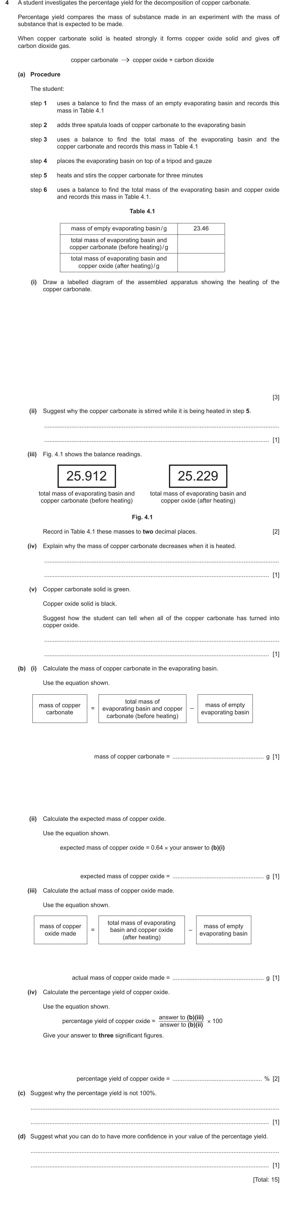 IGCSE 0654 Oct/Nov 2022 Paper 62 Question 4 — Relative formula mass & the mole