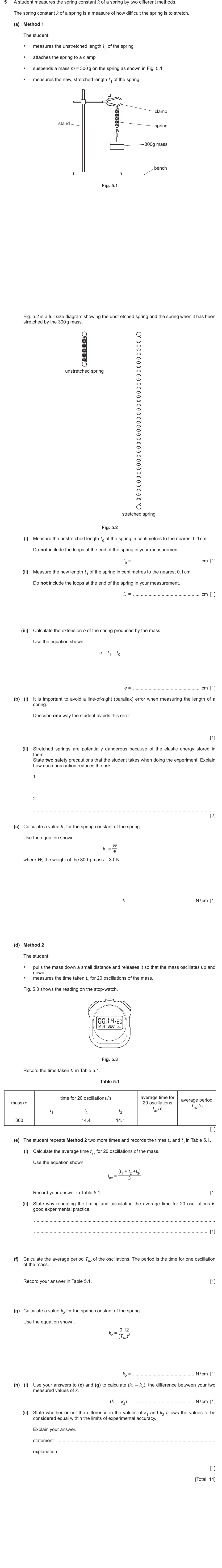 IGCSE 0654 Oct/Nov 2022 Paper 63 Question 5 — Forces & Hooke's law