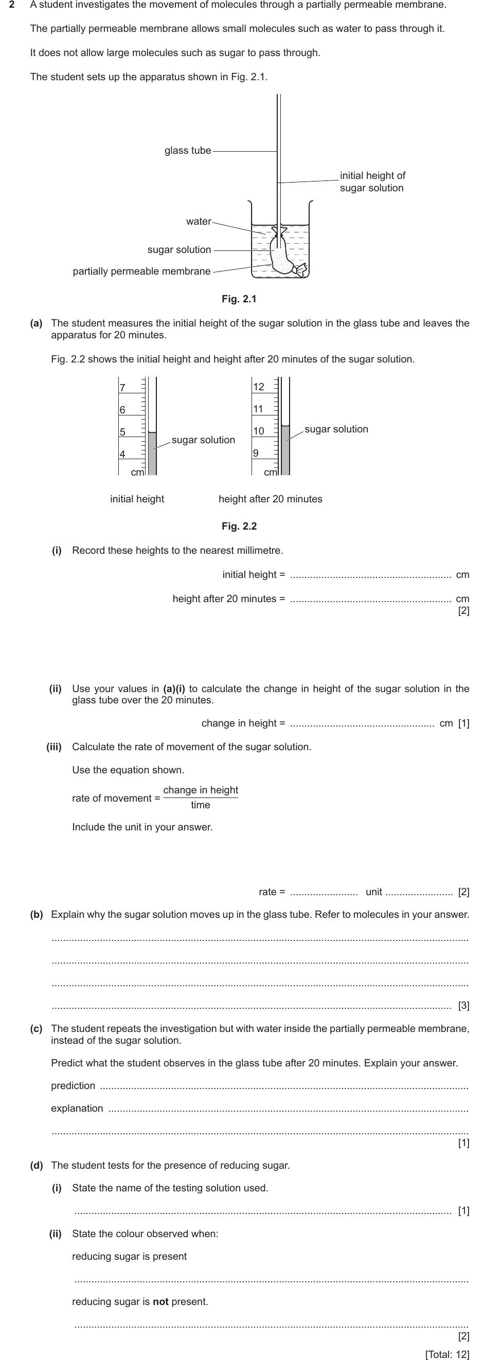 IGCSE 0654 Oct/Nov 2023 Paper 62 Question 2 — Osmosis