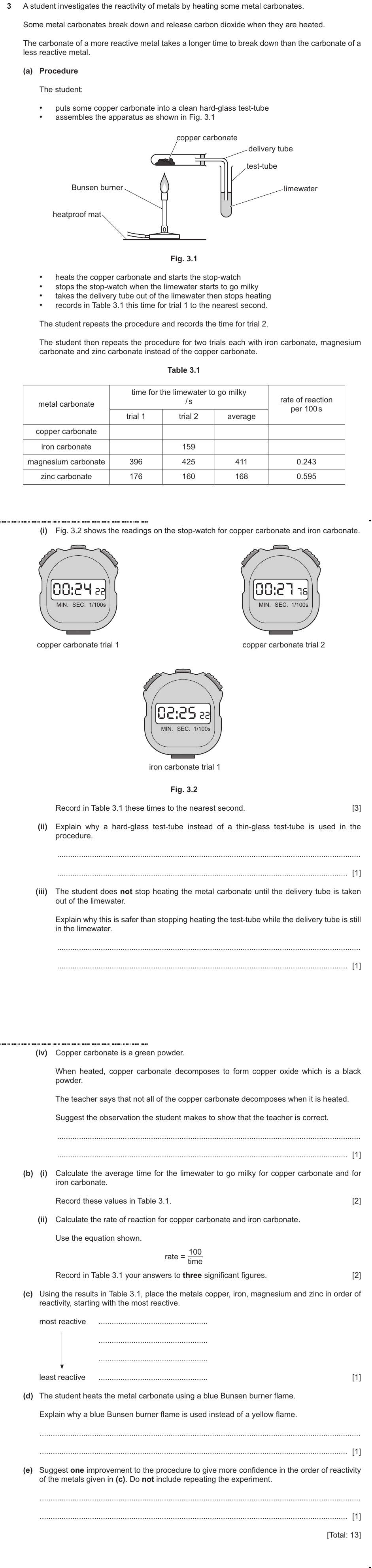 IGCSE 0654 Oct/Nov 2024 Paper 61 Question 3 — Tests for ions & gases