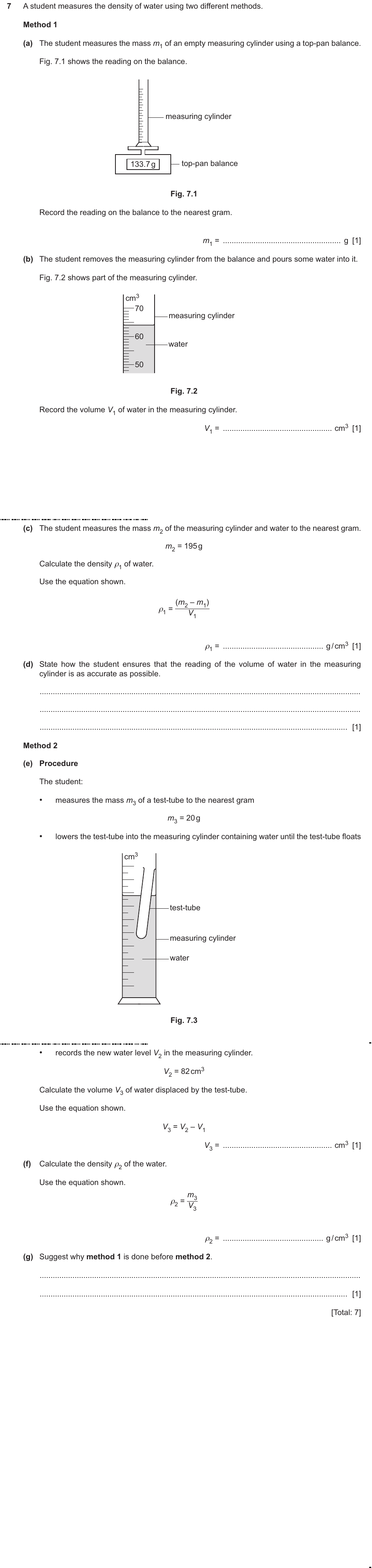 IGCSE 0654 Oct/Nov 2024 Paper 61 Question 7 — Physical quantities & measurement