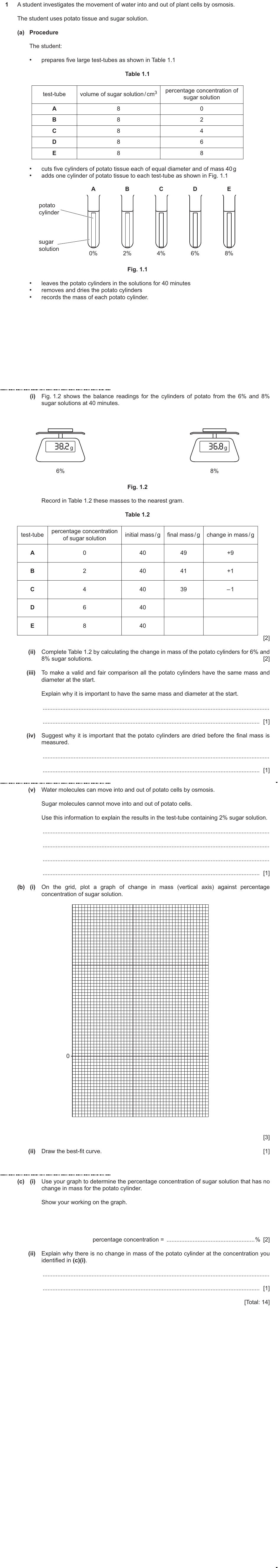 IGCSE 0654 Oct/Nov 2024 Paper 63 Question 1 — Specialised cells, tissues & organs