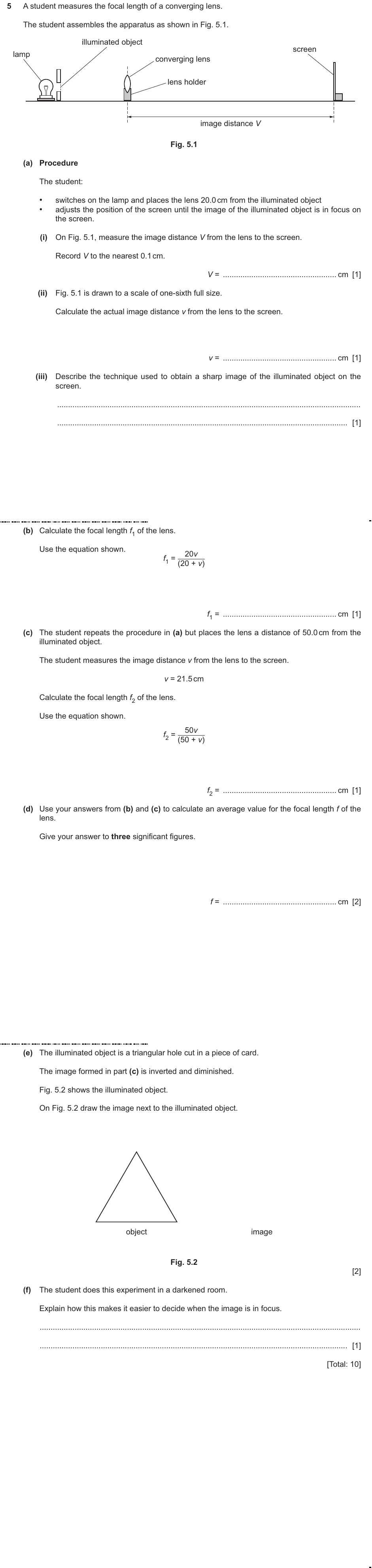 IGCSE 0654 Oct/Nov 2024 Paper 63 Question 5 — Lenses