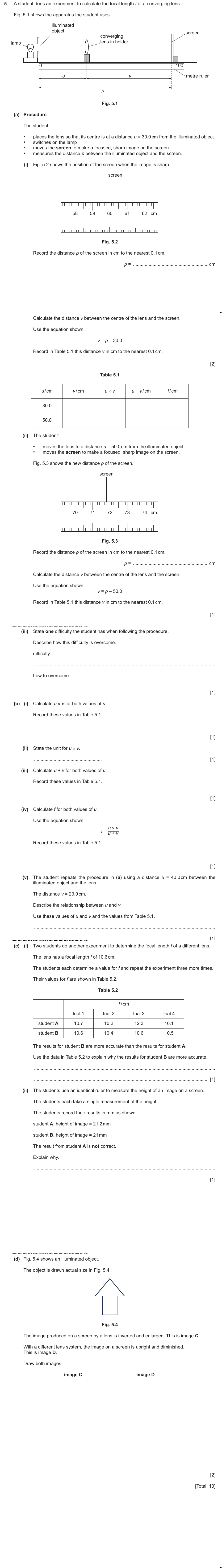 IGCSE 0654 Oct/Nov 2025 Paper 61 Question 5 — Lenses