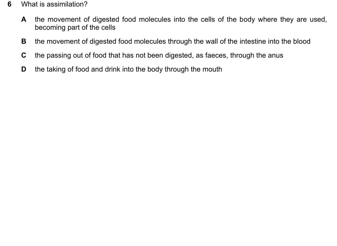 IGCSE 0654 March 2022 Paper 22 Question 6 — Absorption