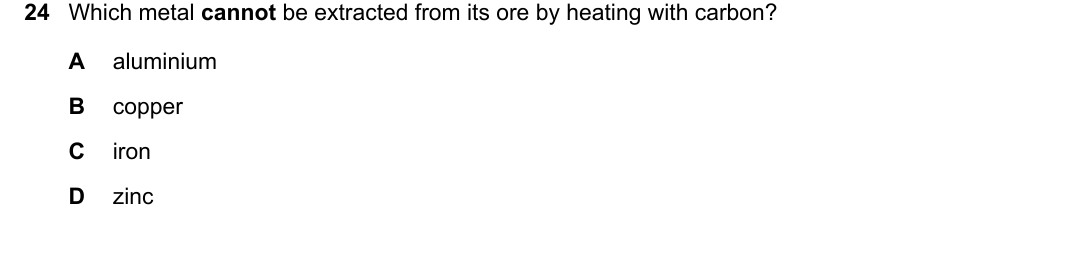 IGCSE 0654 March 2023 Paper 22 Question 24 — Extraction of metals