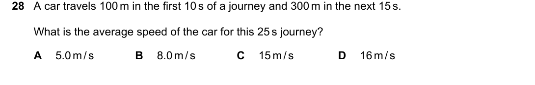 IGCSE 0654 March 2024 Paper 12 Question 28 — Speed, velocity & acceleration