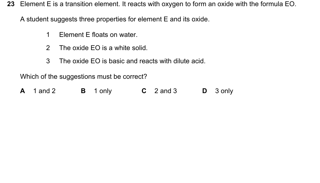 IGCSE 0654 March 2024 Paper 22 Question 23 — Transition elements