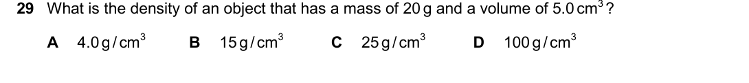 IGCSE 0654 March 2025 Paper 12 Question 29 — Density