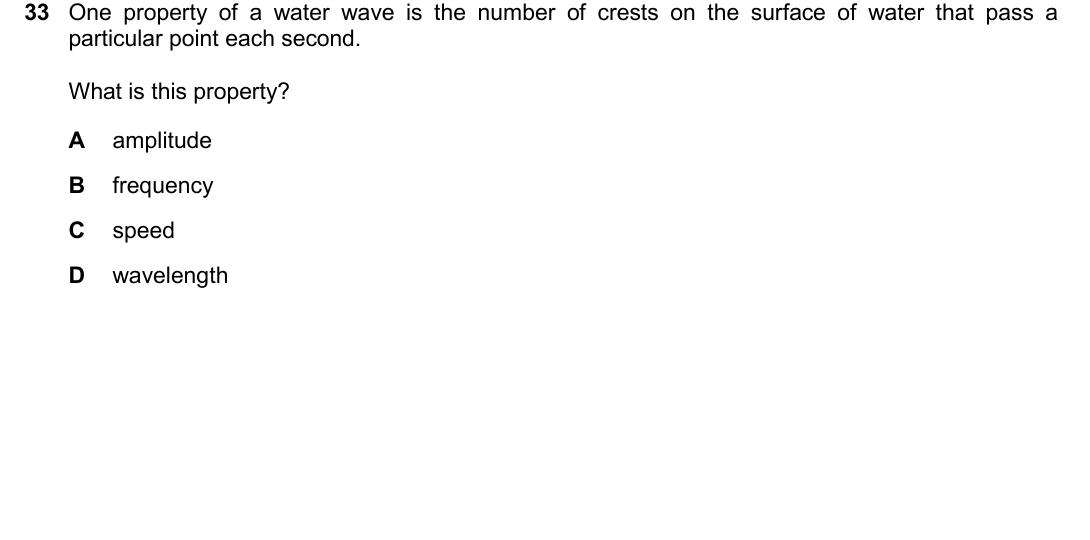 IGCSE 0654 March 2025 Paper 12 Question 33 — General properties of waves