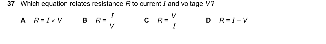 IGCSE 0654 March 2025 Paper 12 Question 37 — Current, voltage & resistance