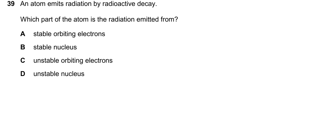 IGCSE 0654 March 2025 Paper 12 Question 39 — Radioactivity