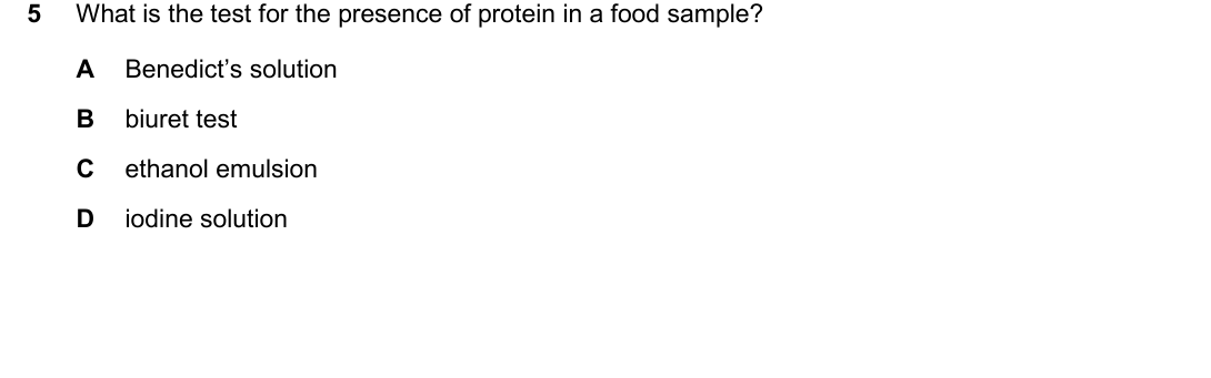 IGCSE 0654 March 2025 Paper 12 Question 5 — Food tests