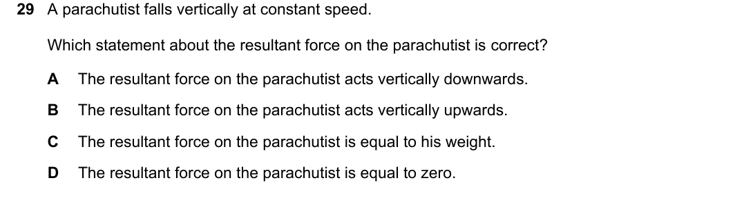 IGCSE 0654 May/June 2022 Paper 23 Question 29 — Resultant forces & Newton's laws