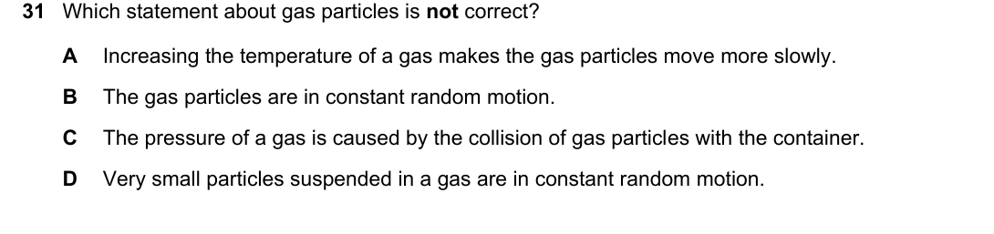IGCSE 0654 May/June 2023 Paper 12 Question 31 — Kinetic particle model