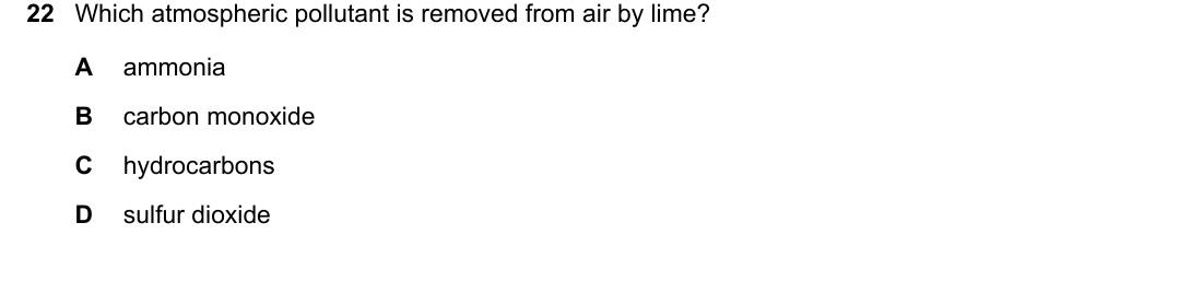 IGCSE 0654 May/June 2023 Paper 21 Question 22 — Air quality & the atmosphere