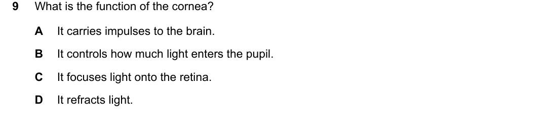 IGCSE 0654 May/June 2023 Paper 21 Question 9 — The eye