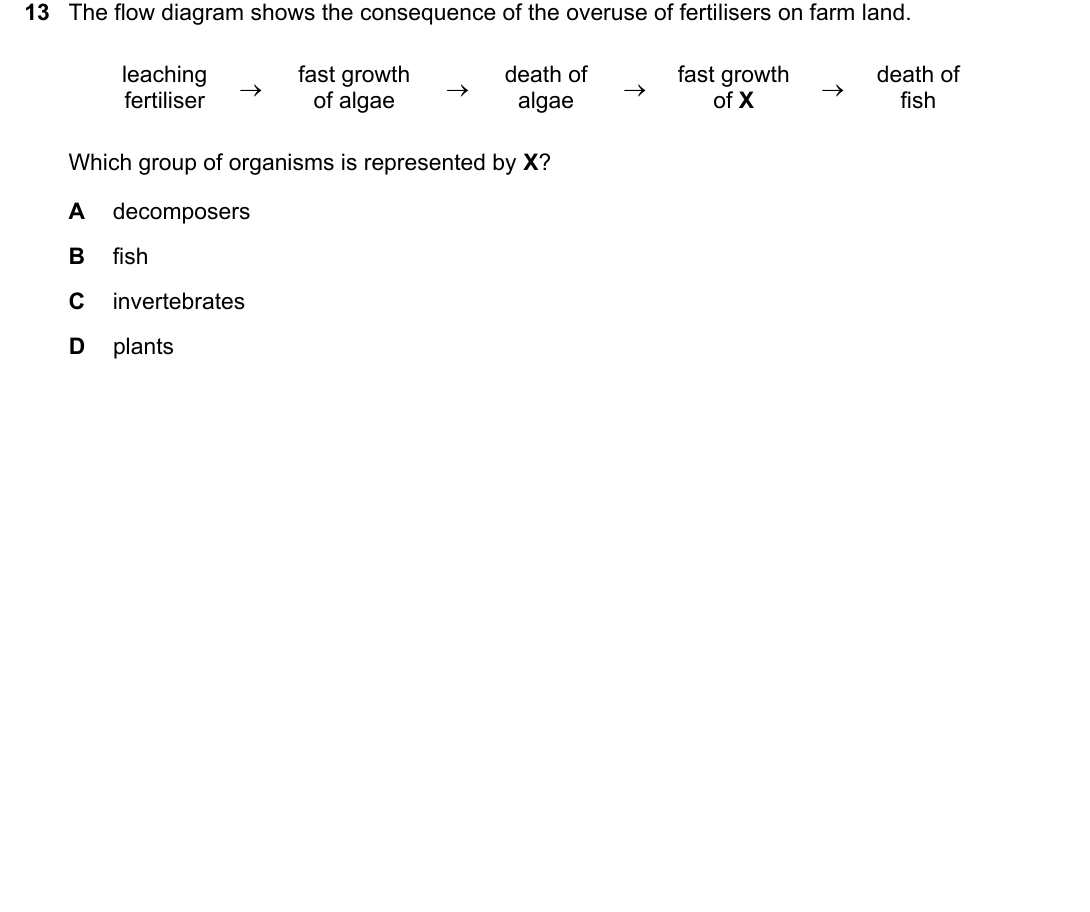 IGCSE 0654 May/June 2023 Paper 22 Question 13 — Kingdoms & main groups