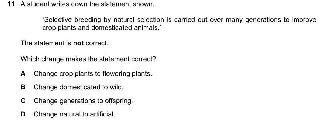 IGCSE 0654 May/June 2023 Paper 23 Question 11 — Natural selection & evolution