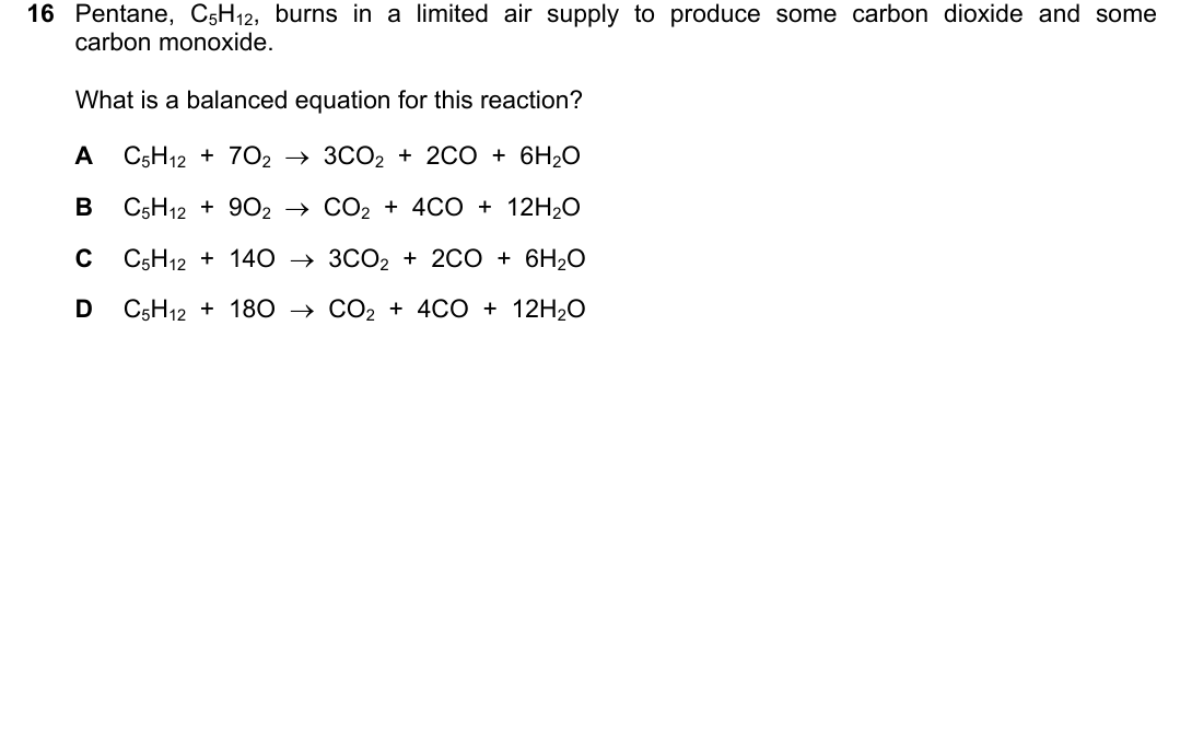 IGCSE 0654 May/June 2023 Paper 23 Question 16 — Balancing equations