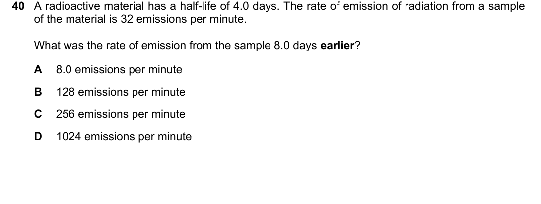 IGCSE 0654 May/June 2024 Paper 11 Question 40 — Radioactivity