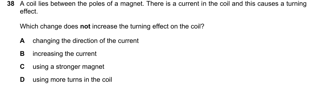 IGCSE 0654 May/June 2024 Paper 12 Question 38 — Turning effect (moments)