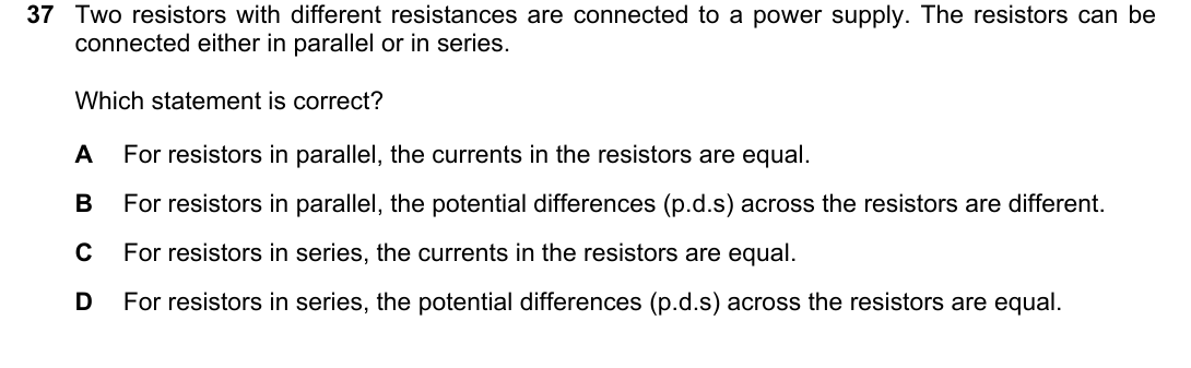 IGCSE 0654 May/June 2024 Paper 21 Question 37 — Electric circuits