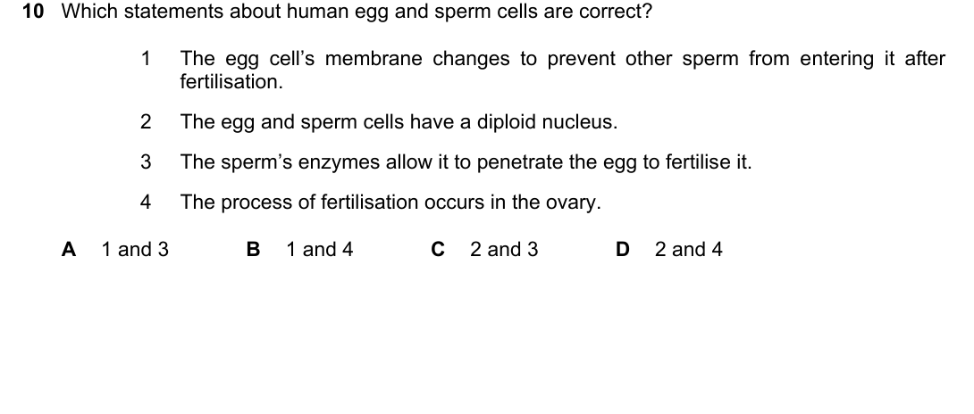 IGCSE 0654 May/June 2024 Paper 23 Question 10 — Human reproduction