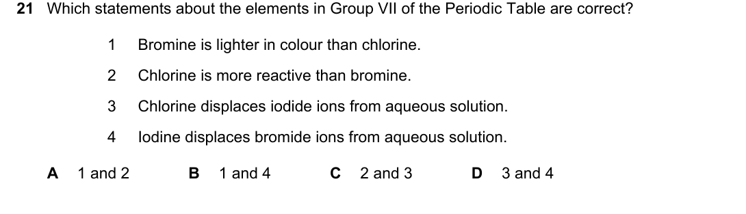 IGCSE 0654 May/June 2024 Paper 23 Question 21 — Group VII halogens