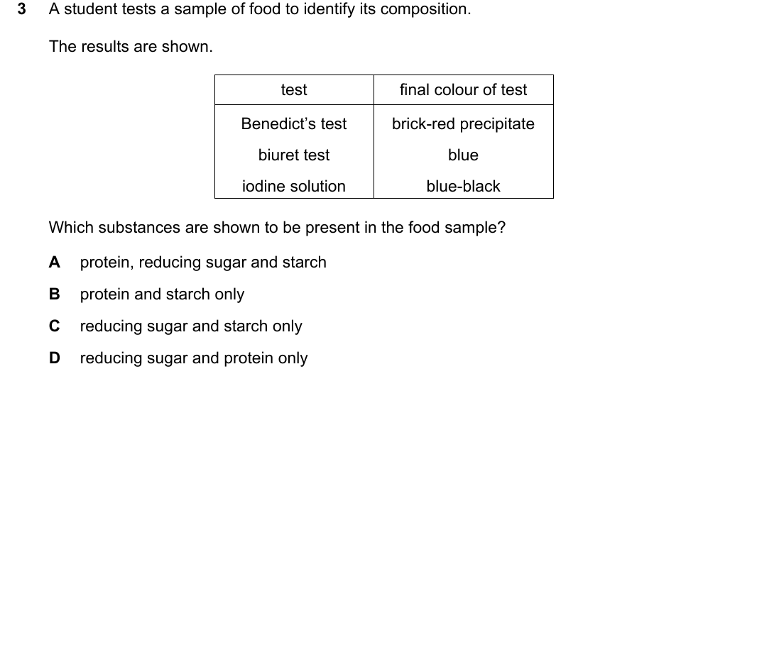 IGCSE 0654 May/June 2024 Paper 23 Question 3 — Food tests
