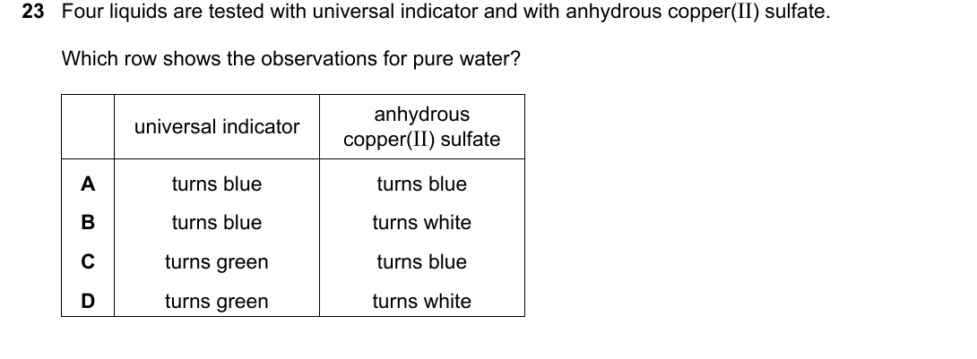 IGCSE 0654 May/June 2025 Paper 11 Question 23 — Acids, bases & pH