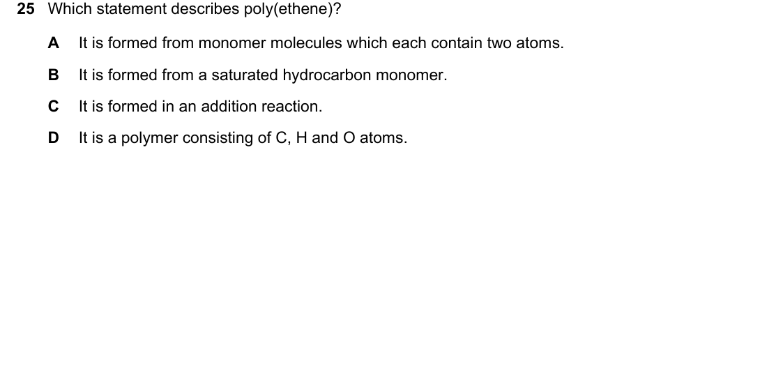 IGCSE 0654 May/June 2025 Paper 11 Question 25 — Polymers