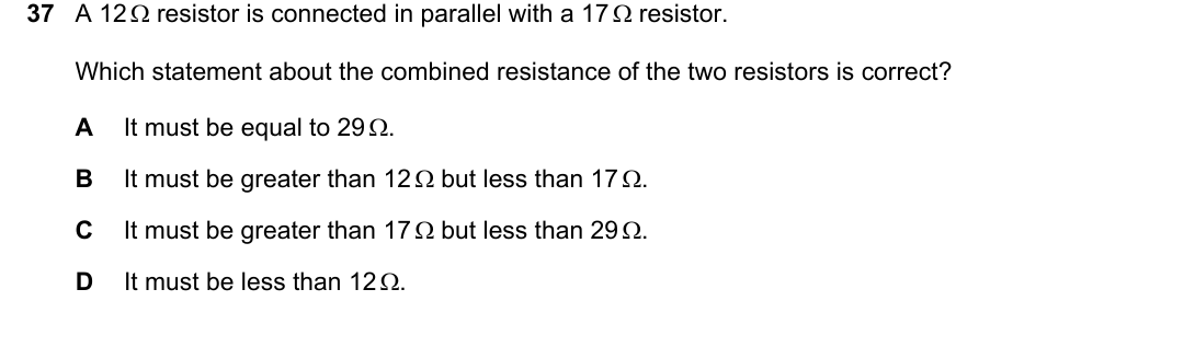 IGCSE 0654 May/June 2025 Paper 11 Question 37 — Electric circuits