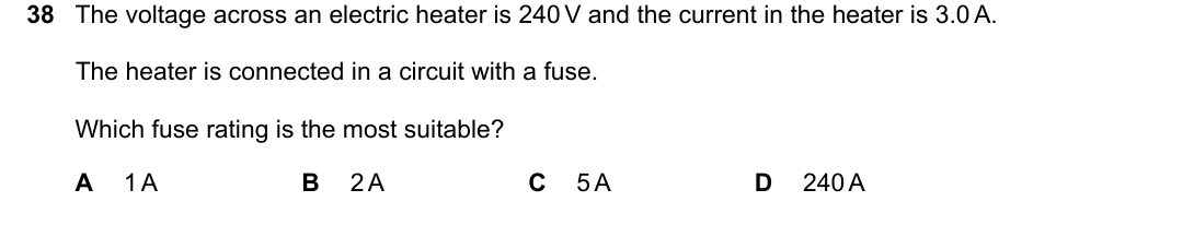 IGCSE 0654 May/June 2025 Paper 11 Question 38 — Electrical safety