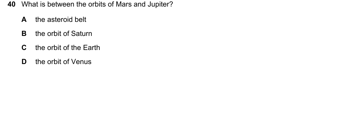 IGCSE 0654 May/June 2025 Paper 11 Question 40 — Earth & the Solar System