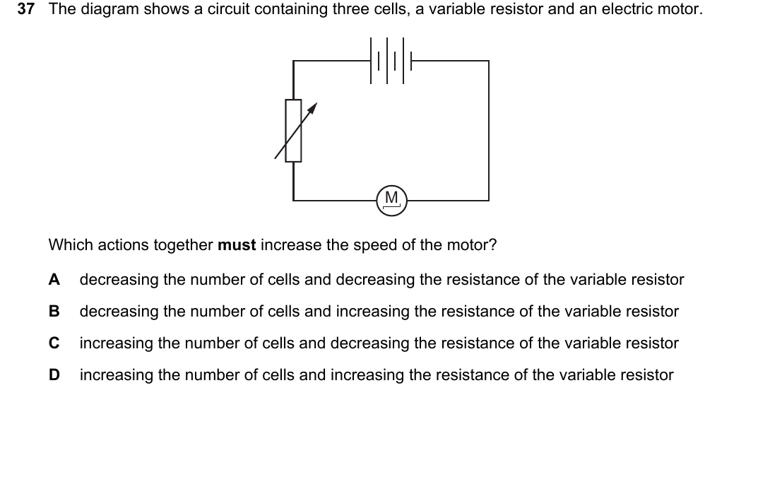 IGCSE 0654 May/June 2025 Paper 12 Question 37 — Electric circuits