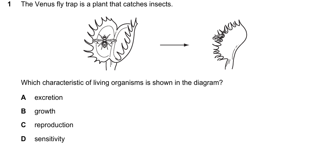 IGCSE 0654 May/June 2025 Paper 13 Question 1 — Characteristics of living organisms