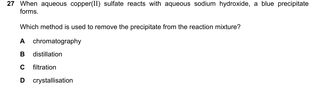 IGCSE 0654 May/June 2025 Paper 13 Question 27 — Separation & purification