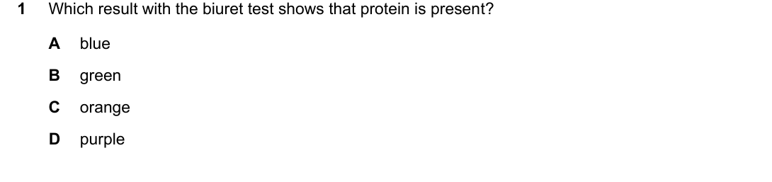 IGCSE 0654 May/June 2025 Paper 21 Question 1 — Food tests
