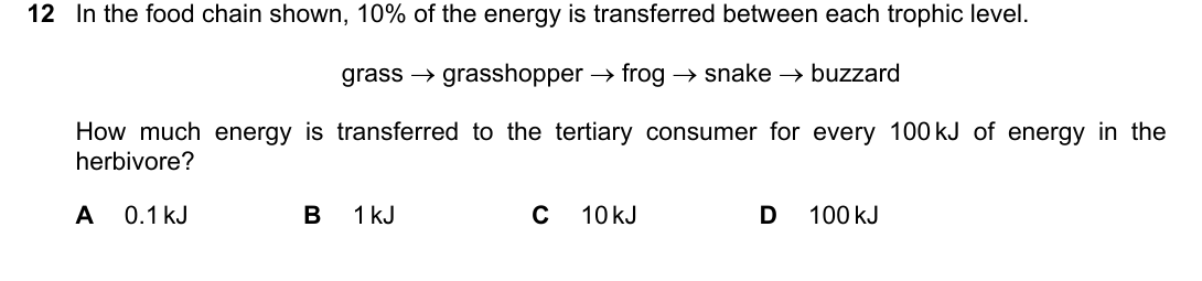 IGCSE 0654 May/June 2025 Paper 21 Question 12 — Food chains, webs & energy flow