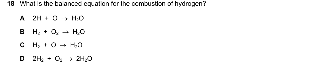 IGCSE 0654 May/June 2025 Paper 21 Question 18 — Balancing equations